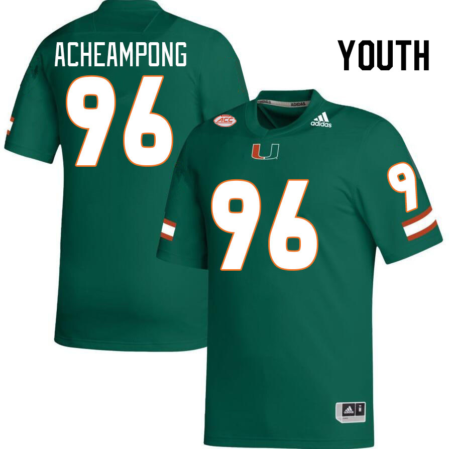 Youth #96 Collins Acheampong Miami Hurricanes College Football Jerseys Stitched-Green